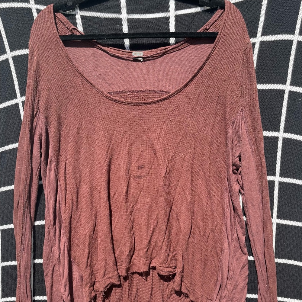 Free People Dark red/dark burnt orange long sleeve shirt